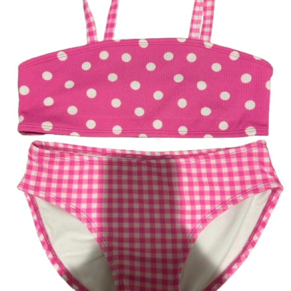 Pink Polka Dot and Gingham Kids Target Swim Suit